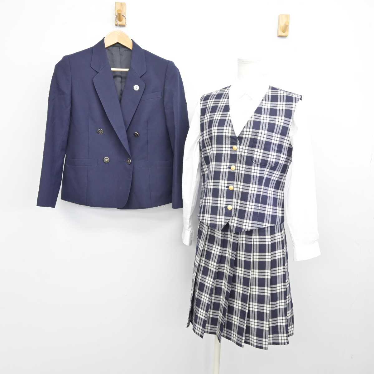 【中古】宮城県 聖和学園高等学校 女子制服 5点 (ブレザー・ベスト・シャツ・スカート) sf040171