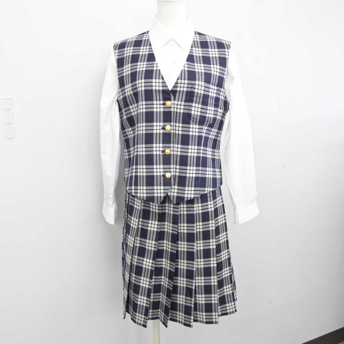 【中古】宮城県 聖和学園高等学校 女子制服 5点 (ブレザー・ベスト・シャツ・スカート) sf040171