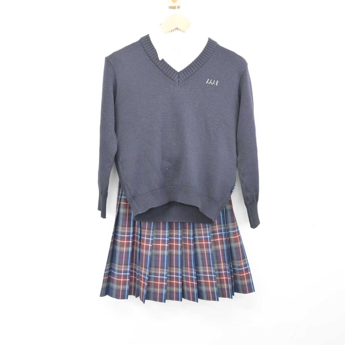 【中古】東京都 共立女子第二中学校 女子制服 3点 (シャツ・ニット・スカート) sf040322