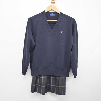 【中古】東京都 駒澤大学高等学校 女子制服 2点 (ニット・スカート) sf040337