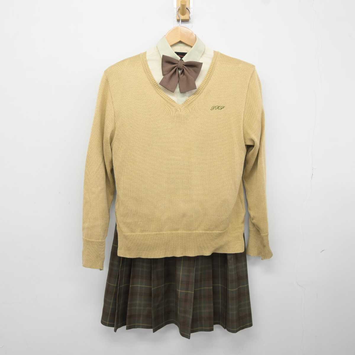 【中古】群馬県 高崎経済大学附属高等学校 女子制服 5点 (ブレザー・ニット・シャツ・スカート) sf040339