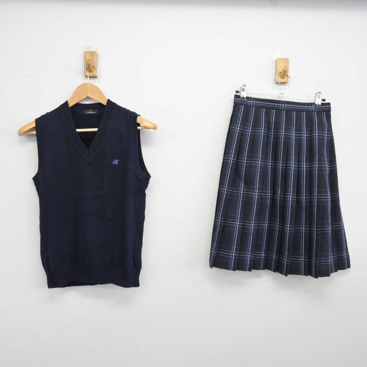 【中古】埼玉県 大宮開成中学高等学校 女子制服 2点 (ニットベスト・スカート) sf040349