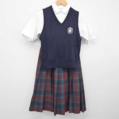 【中古】福岡県 筑陽学園高等学校 女子制服 4点 (シャツ・ニットベスト・スカート) sf040392