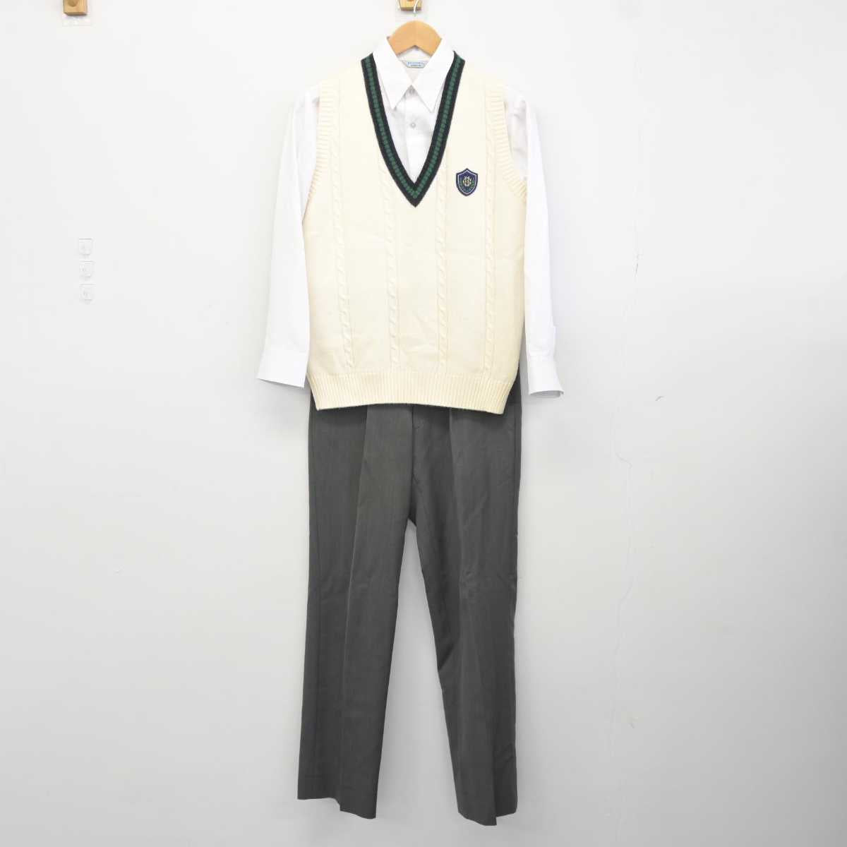 【中古】東京都 明治学院高等学校 男子制服 4点 (ニットベスト・シャツ・ズボン) sf040403