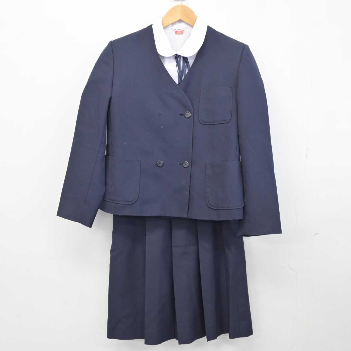 【中古】静岡県 安東中学校 女子制服 5点 (ブレザー・ベスト・シャツ・スカート) sf040418