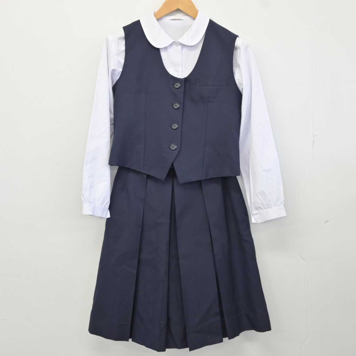 【中古】静岡県 安東中学校 女子制服 3点 (ベスト・シャツ・スカート) sf040419