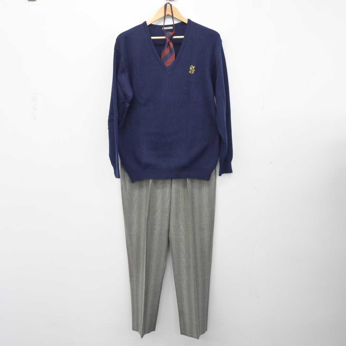 【中古】奈良県 智弁奈良カレッジ中学高等学校 男子制服 4点 (ブレザー・ニット・ズボン) sf040430