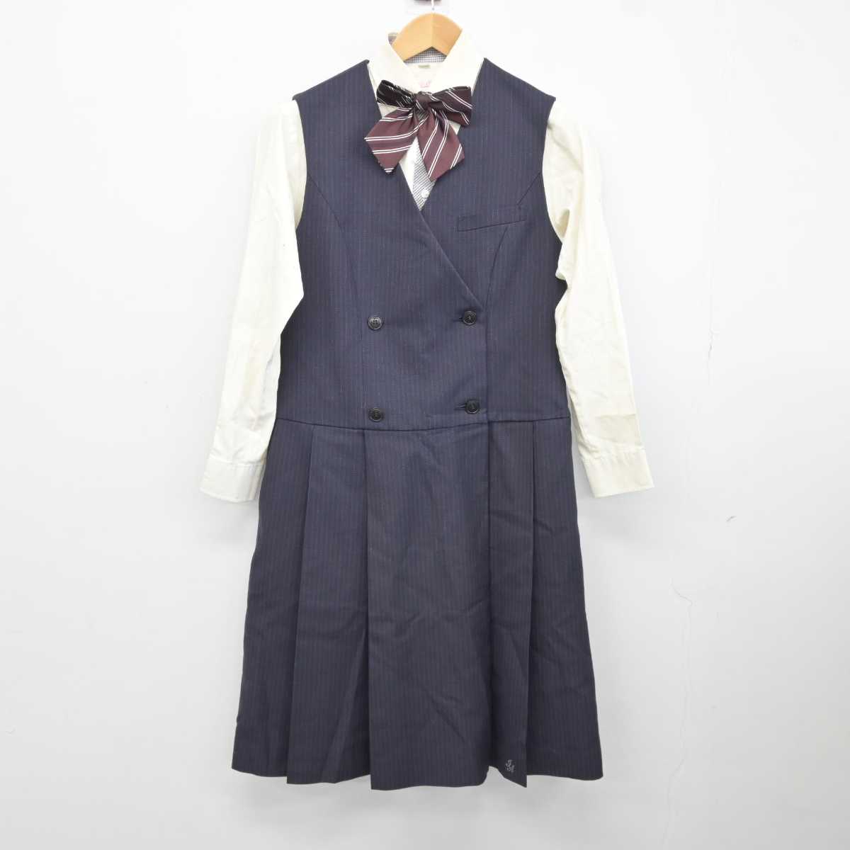 【中古】兵庫県 尼崎高等学校 女子制服 4点 (ブレザー・シャツ・ジャンパースカート) sf040465