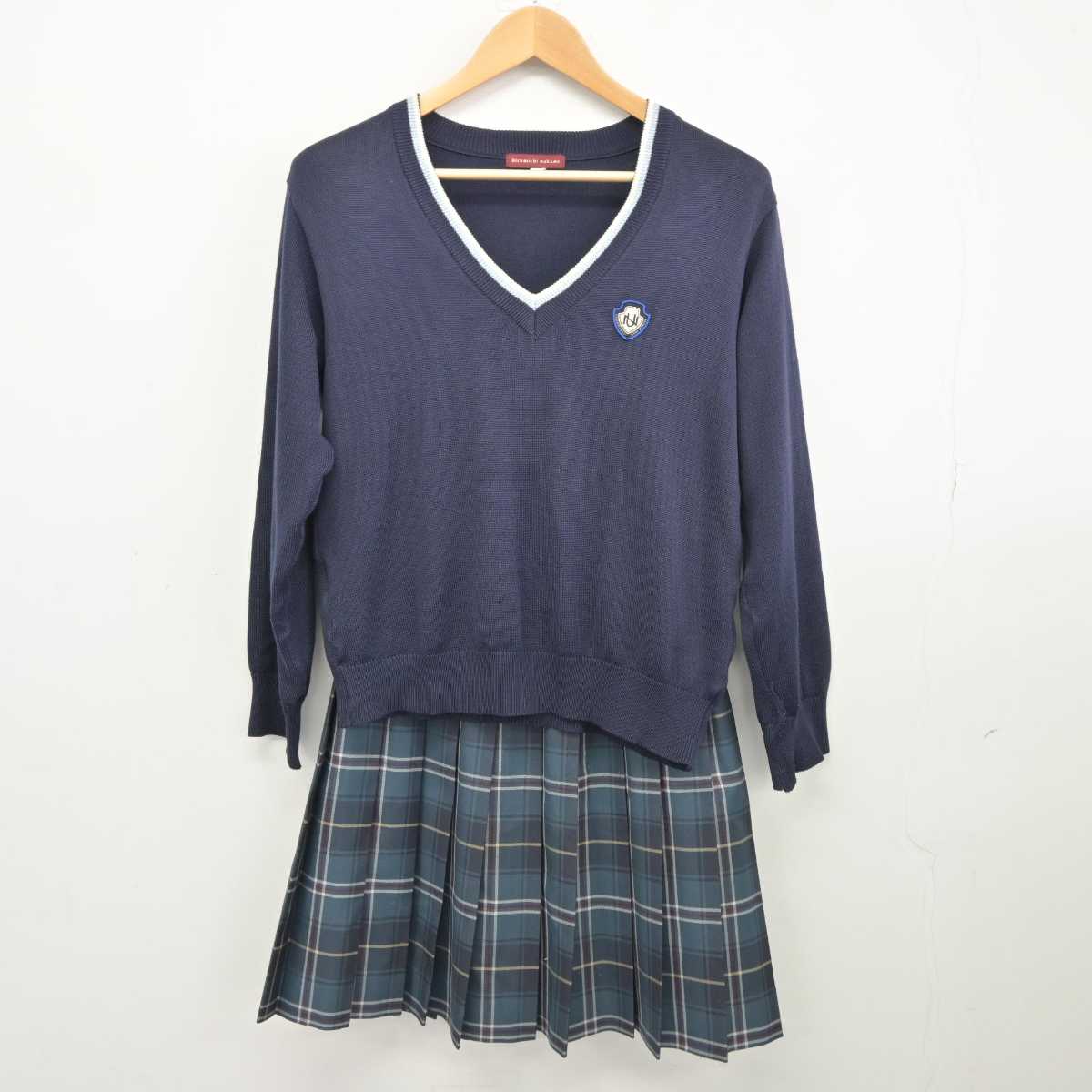 【中古】長野県 上田西高等学校 女子制服 3点 (ニット・スカート) sf040480