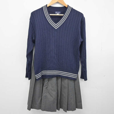 【中古】大阪府 旭東中学校 女子制服 4点 (ブレザー・ニット・スカート) sf040541