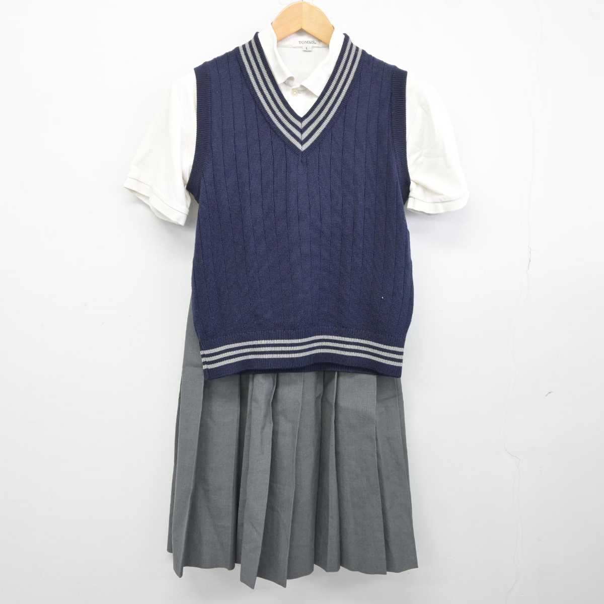 【中古】大阪府 旭東中学校 女子制服 3点 (シャツ・ニットベスト・スカート) sf040543