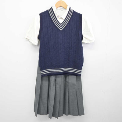 【中古】大阪府 旭東中学校 女子制服 3点 (シャツ・ニットベスト・スカート) sf040543