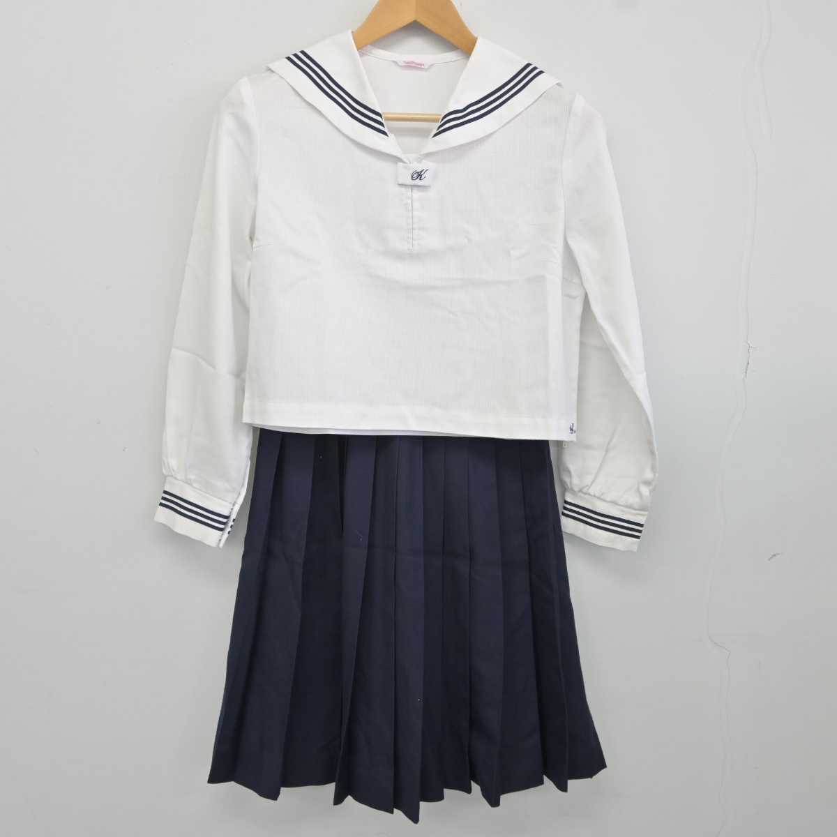 【中古】広島県 尾道北高等学校 女子制服 2点 (セーラー服・スカート) sf040562