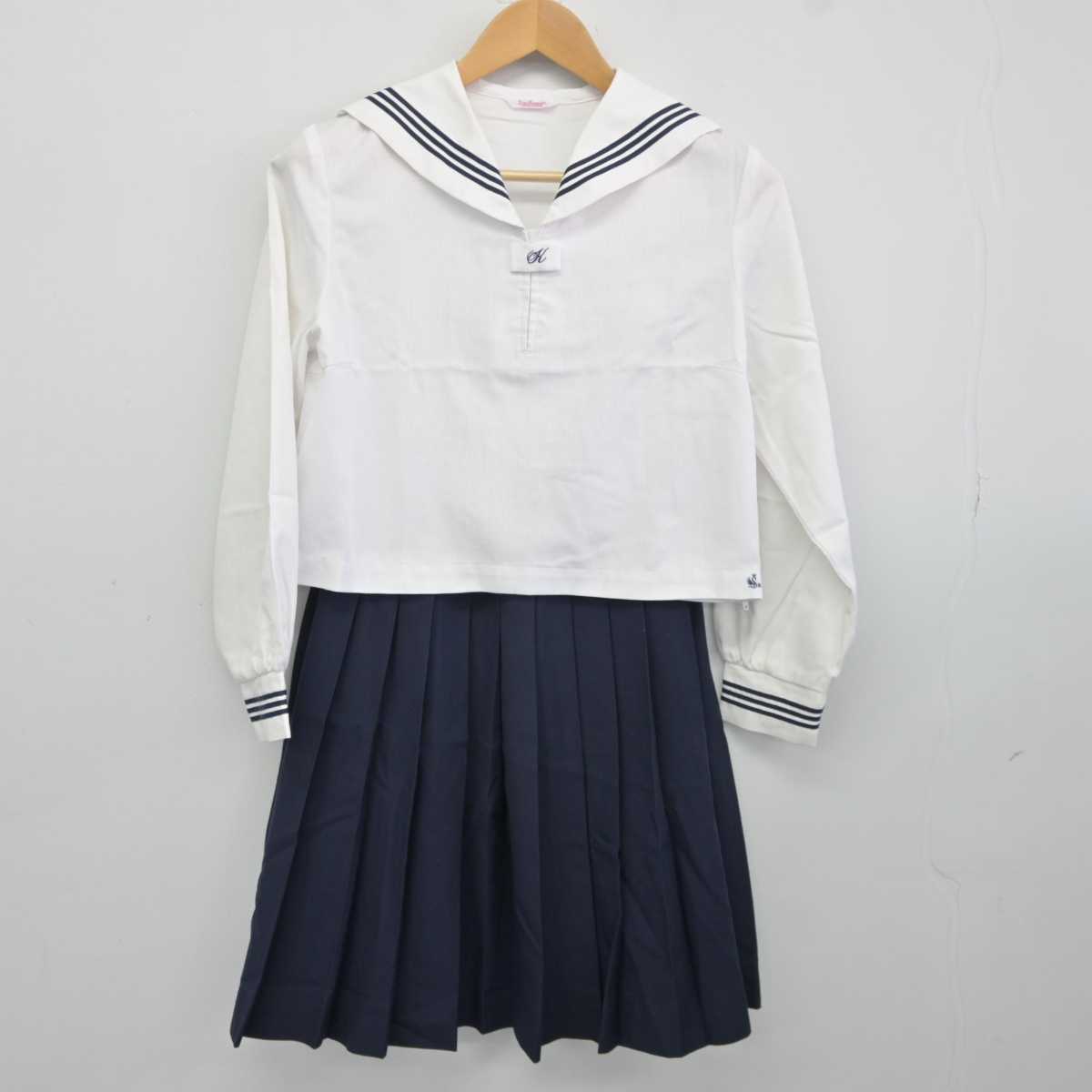 【中古】広島県 尾道北高等学校 女子制服 2点 (セーラー服・スカート) sf040563