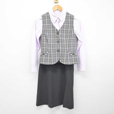 【中古】 事務服 女子制服 3点 (ベスト・シャツ・スカート) sf040591