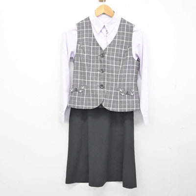 【中古】 事務服 女子制服 3点 (ベスト・シャツ・スカート) sf040592