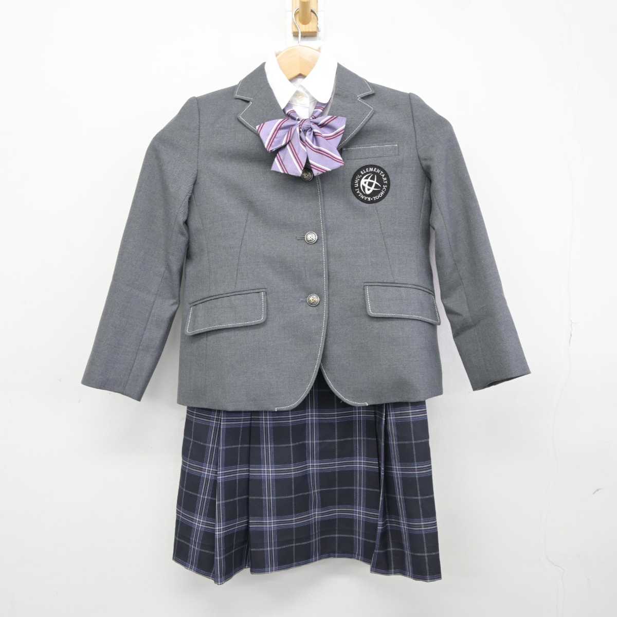 【中古】大阪府 関西大学初等部 女子制服 4点 (ブレザー・シャツ・ジャンパースカート) sf040660