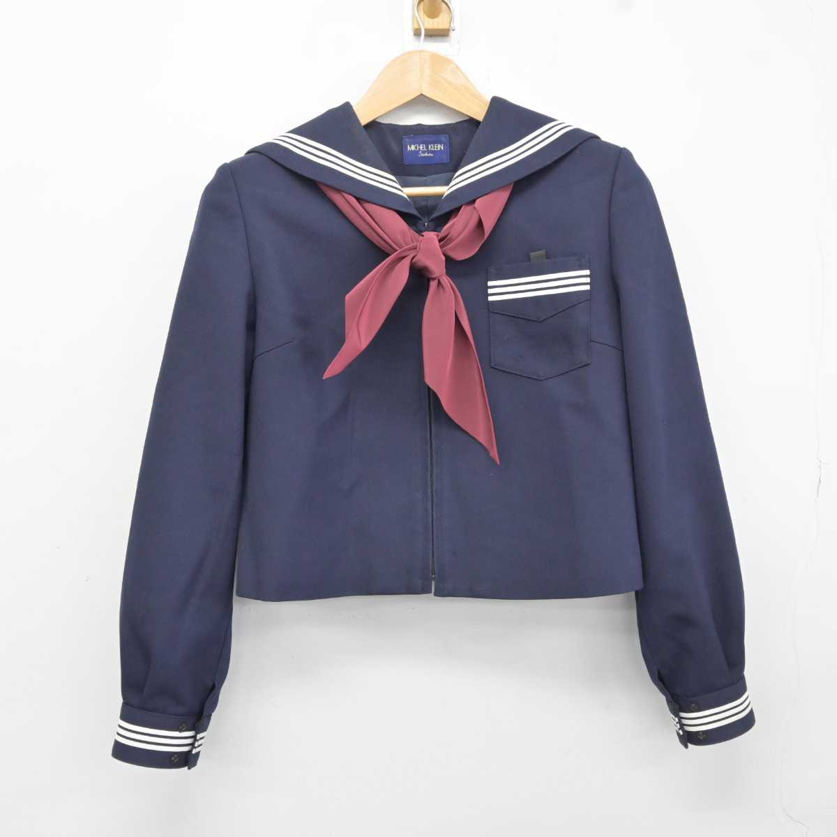 【中古】徳島県 加茂名中学校 女子制服 3点 (セーラー服・スカート) sf040693