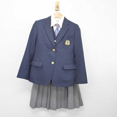 【中古】岡山県 岡山東商業高等学校 女子制服 5点 (ブレザー・ベスト・シャツ・スカート) sf040702