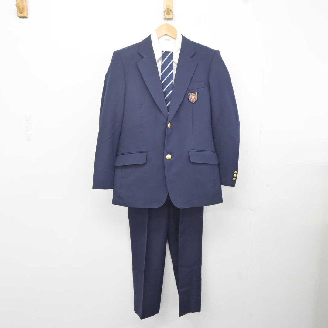 【中古】岡山県 就実高等学校 男子制服 5点 (ブレザー・ニット・シャツ・ズボン) sf040707