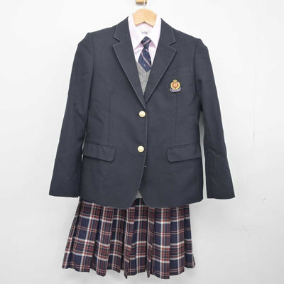 【中古】福岡県 福岡大学附属若葉高等学校 女子制服 5点 (ブレザー・シャツ・ニット・スカート) sf040828