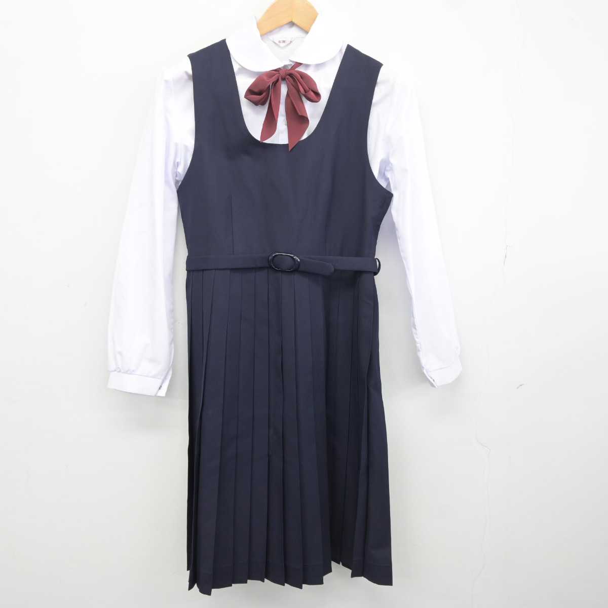 【中古】愛知県 椙山女学園中学校 女子制服 6点 (ブレザー・シャツ・ジャンパースカート) sf040888