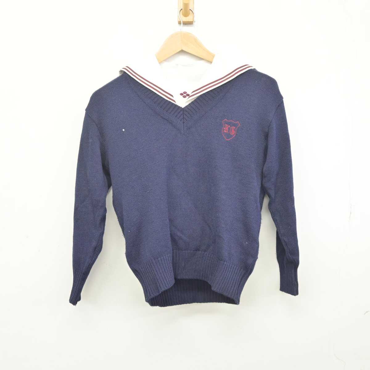 【中古】群馬県 共愛学園中学校 女子制服 2点 (セーラー服・ニット) sf040919