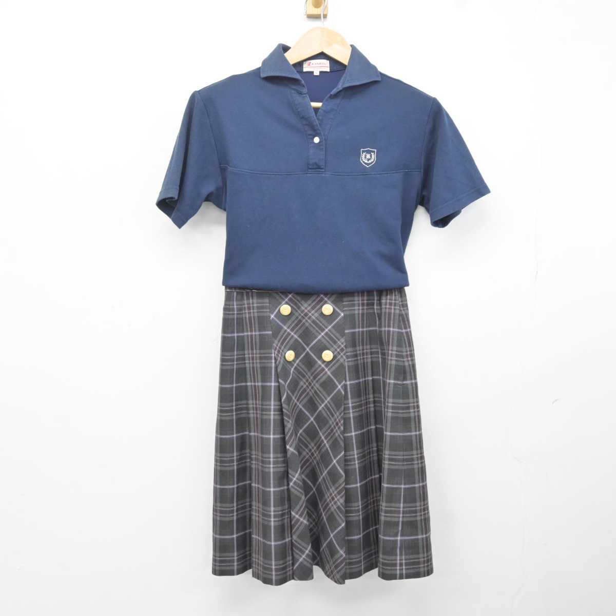 【中古】福岡県 慶成高等学校 女子制服 3点 (シャツ・スカート) sf040987