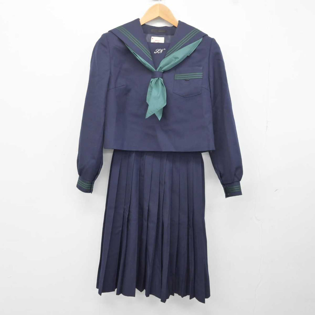 O52/(中古) 兵庫県 飾磨西中学校 セーラー服 上下セット 