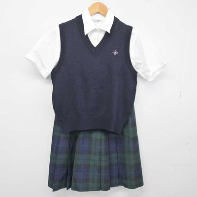 【中古】神奈川県 関東学院高等学校 女子制服 3点 (ニットベスト・シャツ・スカート) sf041031