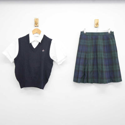 【中古】神奈川県 関東学院高等学校 女子制服 3点 (ニットベスト・シャツ・スカート) sf041031