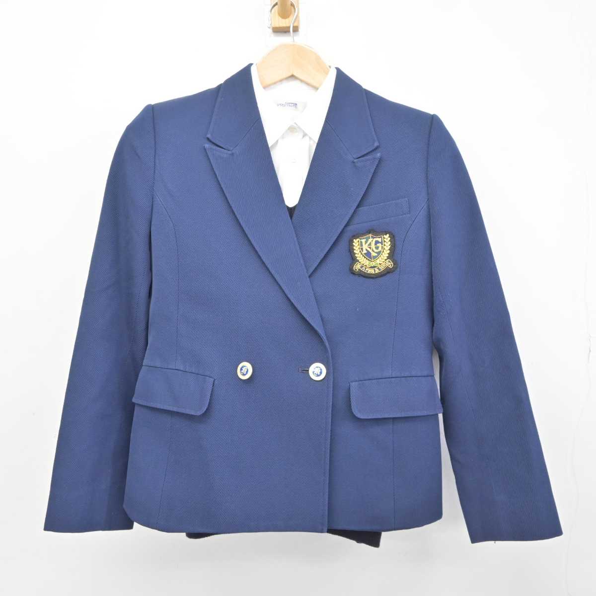 【中古】神奈川県 関東学院高等学校 女子制服 3点 (ブレザー・ニット・シャツ) sf041039