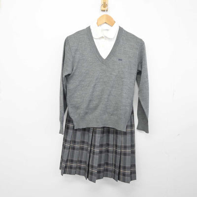 【中古】北海道 北星学園女子中学高等学校 女子制服 3点 (ニット・シャツ・スカート) sf041083