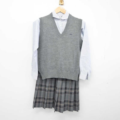 【中古】北海道 北星学園女子中学高等学校 女子制服 3点 (ニットベスト・シャツ・スカート) sf041084