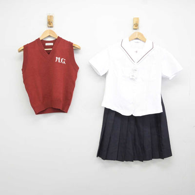 【中古】宮城県 宮城学院中学校 女子制服 3点 (シャツ・ニットベスト・スカート) sf041100