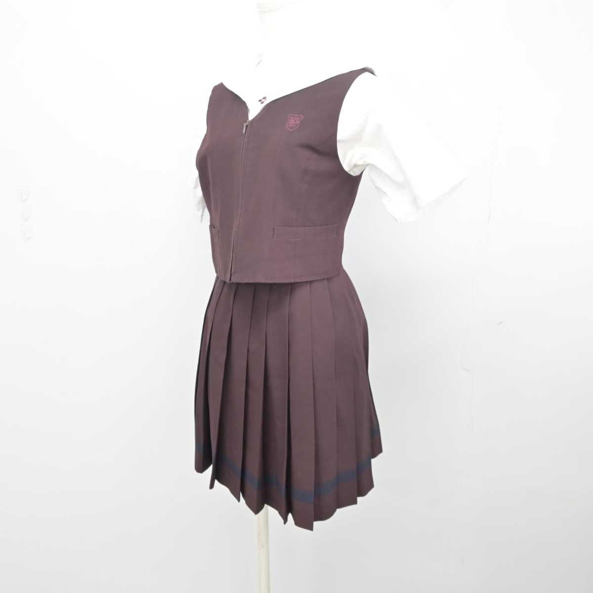 【中古】群馬県 共愛学園高等学校 女子制服 3点 (セーラー服・ベスト・スカート) sf041107