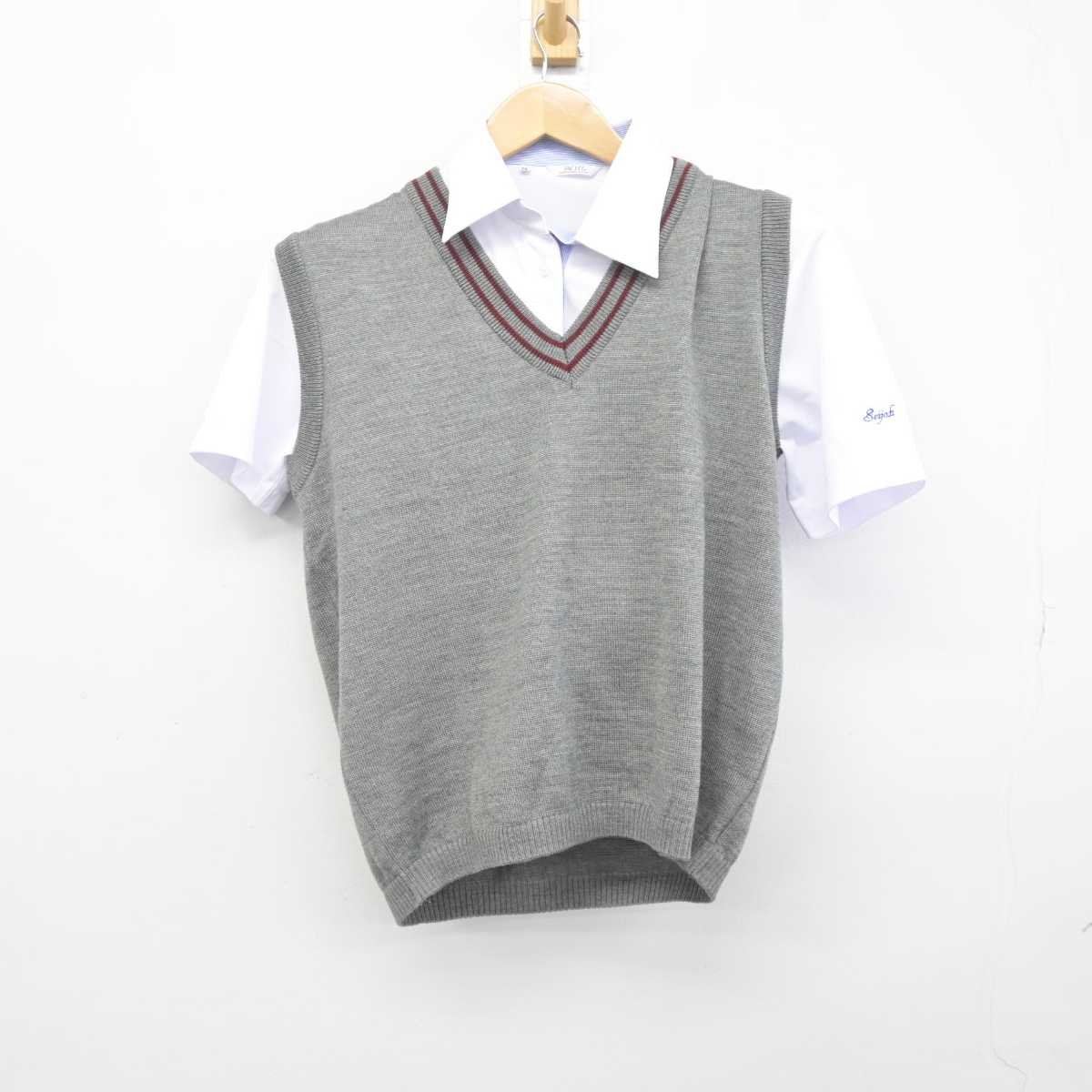 【中古】愛知県 星城高等学校 女子制服 2点 (シャツ・ニットベスト) sf041111