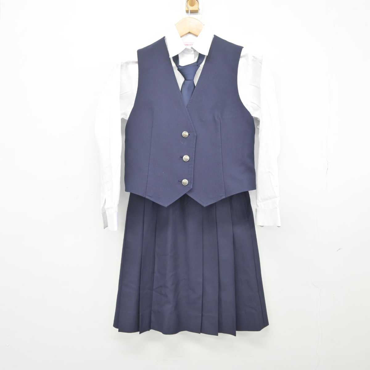 【中古】青森県 弘前実業高等学校 女子制服 5点 (ブレザー・シャツ・ベスト・スカート) sf041128