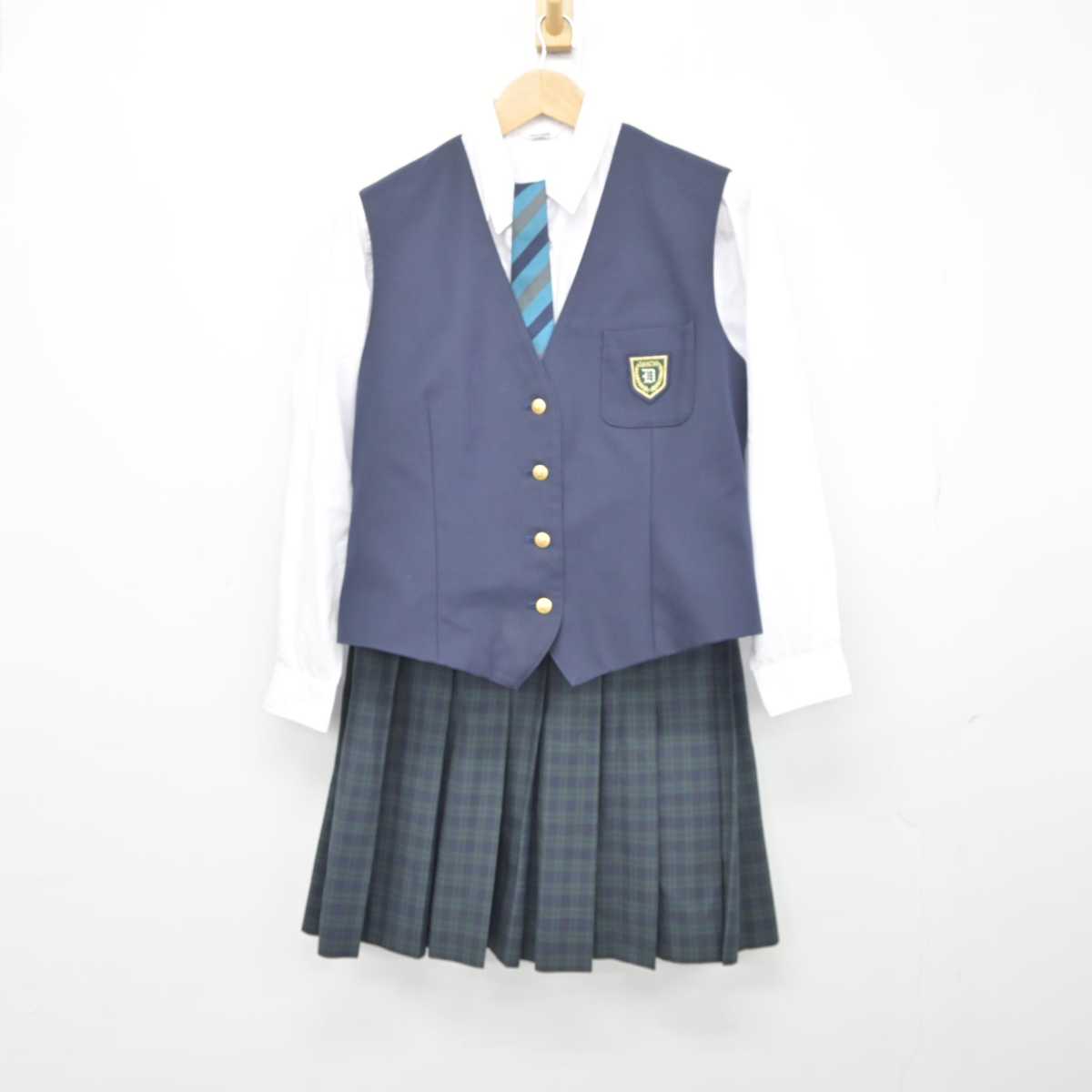 【中古】福岡県 第一薬科大学付属高等学校 女子制服 5点 (ブレザー・シャツ・ベスト・スカート) sf041138