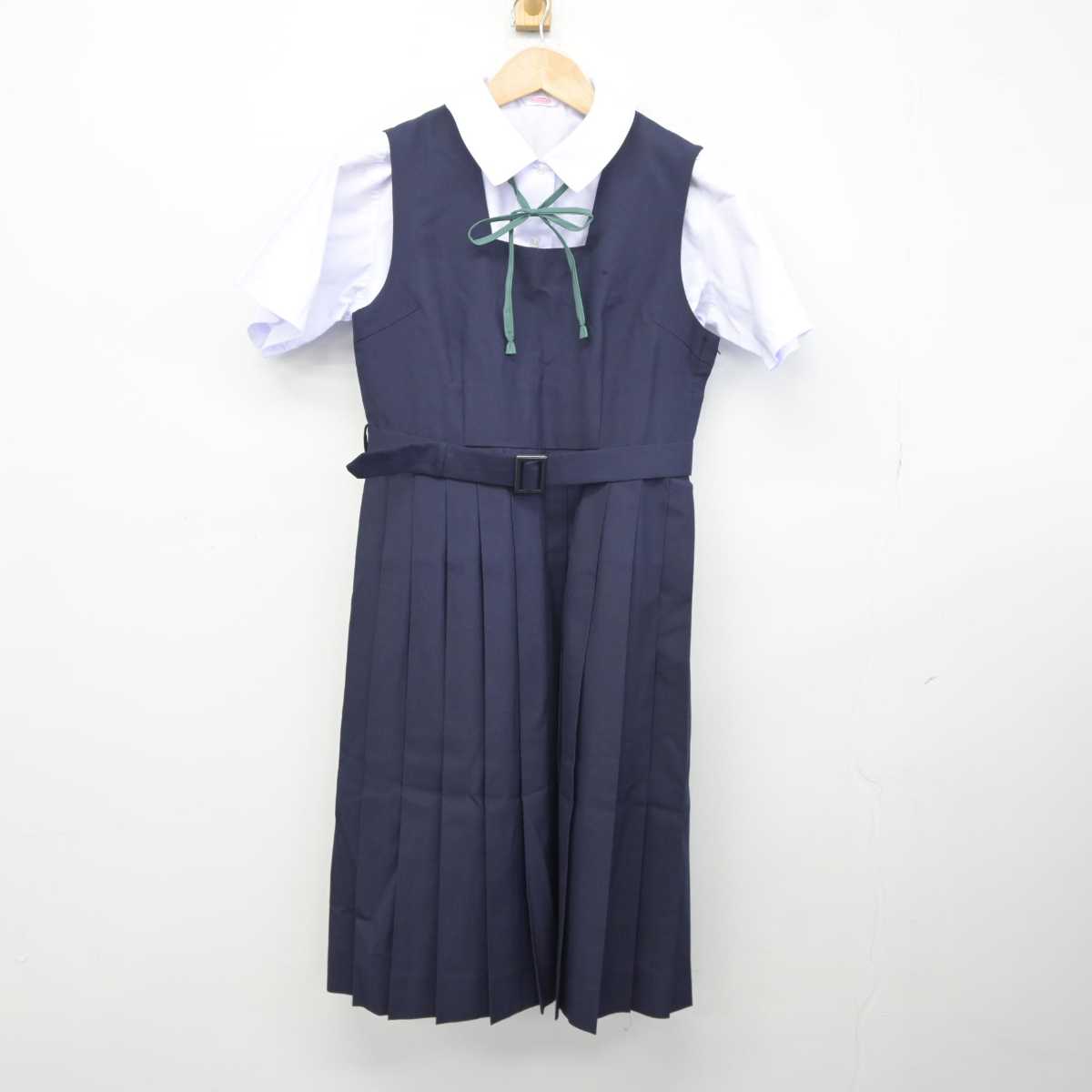 【中古】茨城県 小川南中学校 女子制服 3点 (シャツ・ジャンパースカート) sf041160