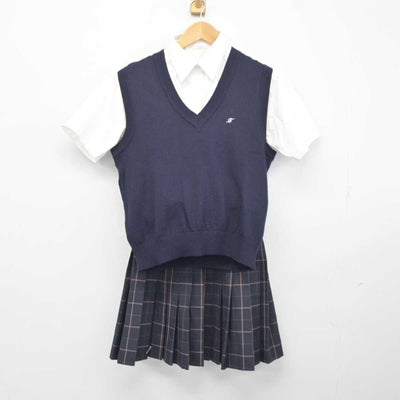 【中古】東京都 日本橋高等学校 女子制服 3点 (ニットベスト・シャツ・スカート) sf041175