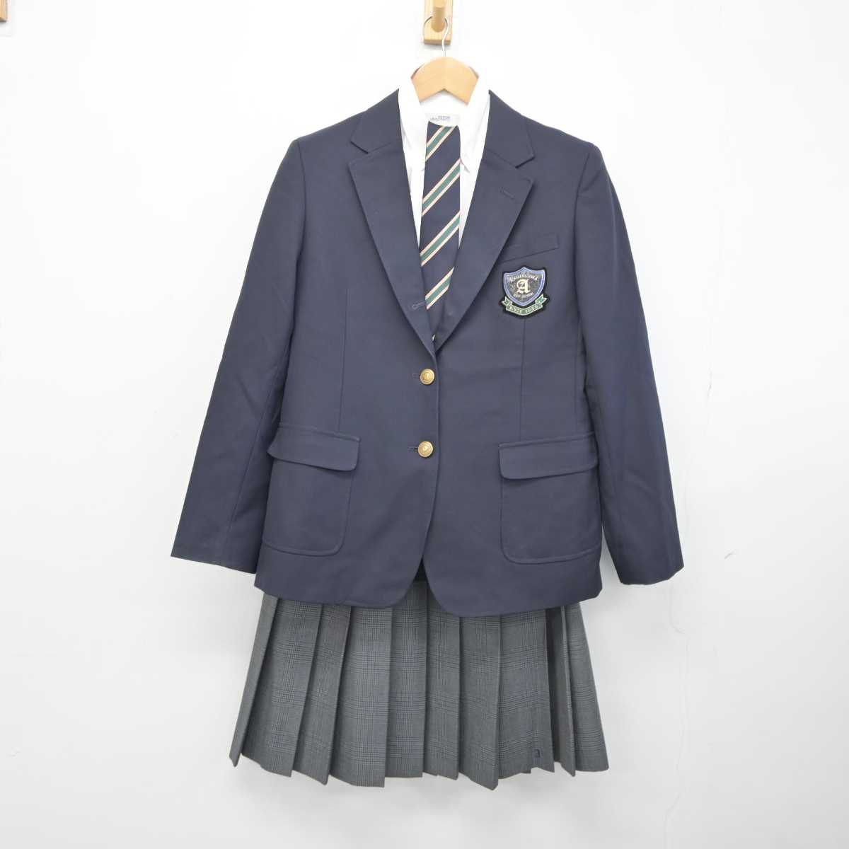 【中古】大阪府 芥川高等学校 女子制服 5点 (ブレザー・シャツ・スカート) sf041184