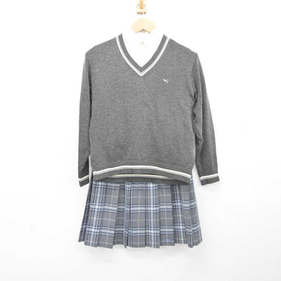 【中古】兵庫県 神戸学院大学附属高等学校 女子制服 3点 (シャツ・ニット・スカート) sf041249