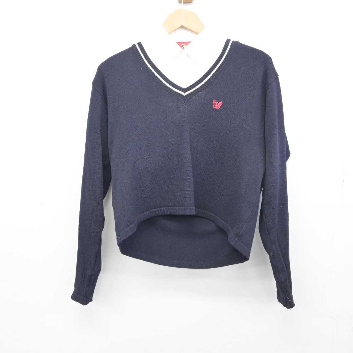 【中古】佐賀県 唐津西高等学校 女子制服 2点 (シャツ・ニット) sf041344