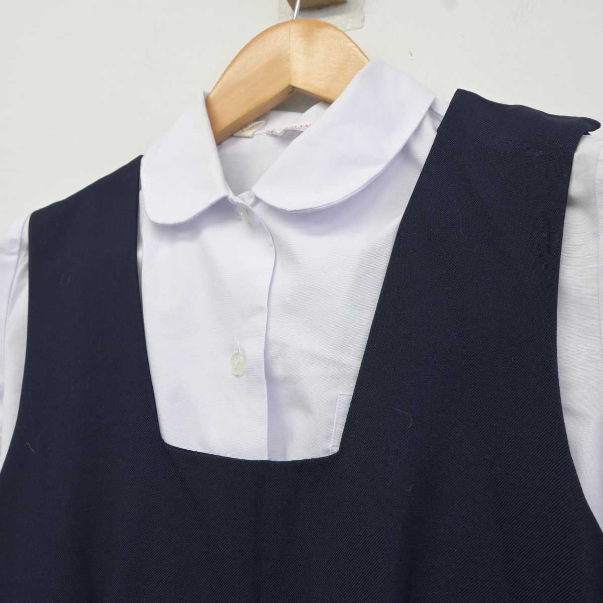 【中古】鹿児島県 重富中学校 女子制服 2点 (シャツ・ジャンパースカート) sf041355