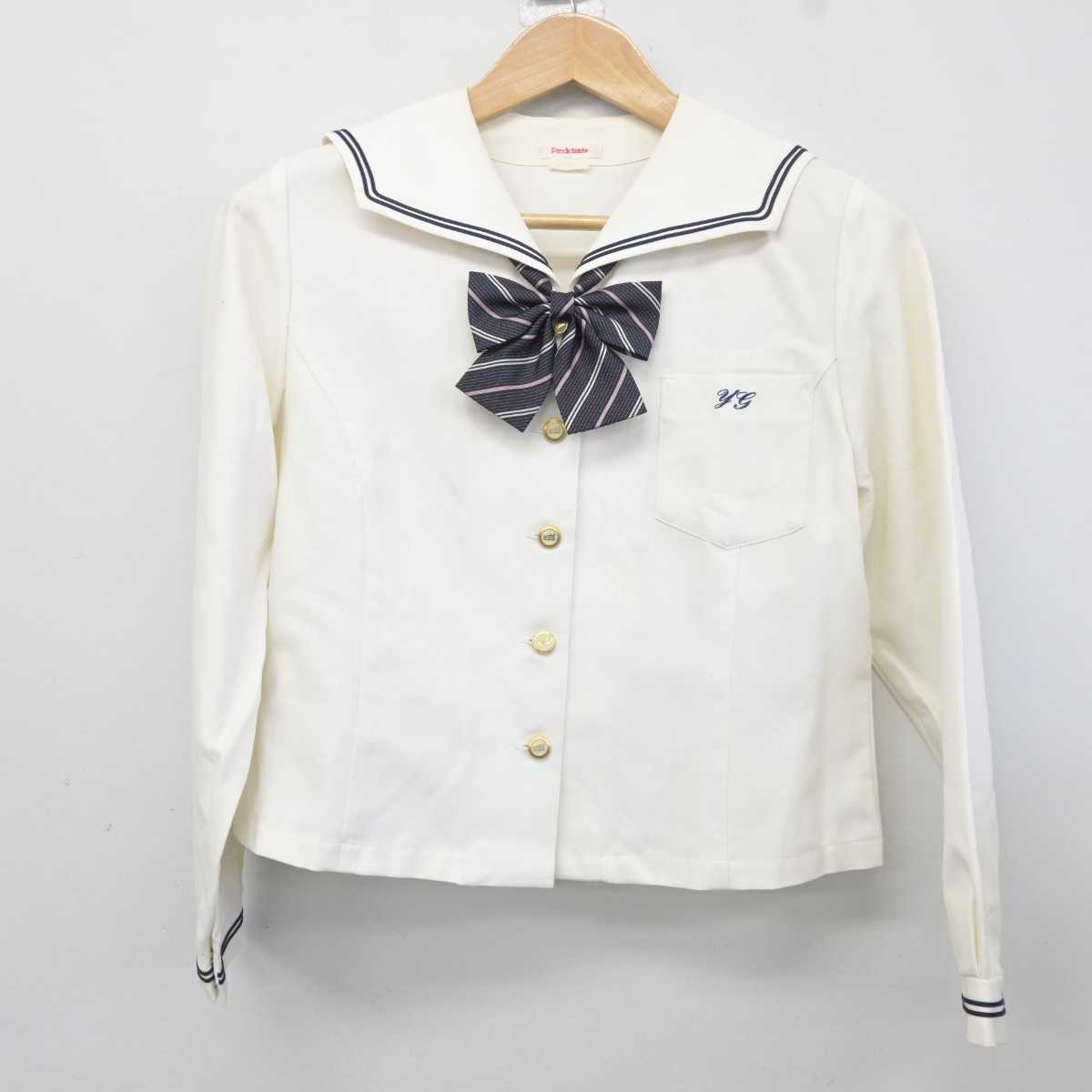 【中古】愛知県 山本学園情報文化専門学校 女子制服 3点 (セーラー服・スカート) sf041366