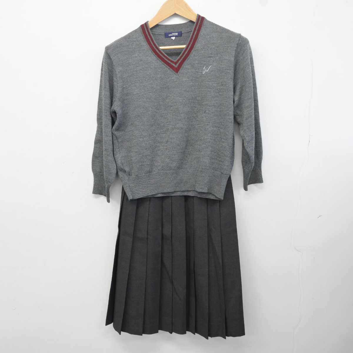 【中古】長崎県 佐世保西高等学校 女子制服 3点 (ブレザー・ニット・スカート) sf041368