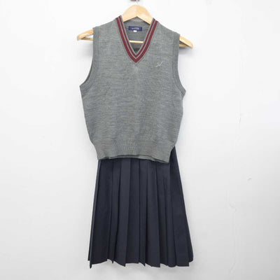 【中古】長崎県 佐世保西高等学校 女子制服 2点 (ニットベスト・スカート) sf041369