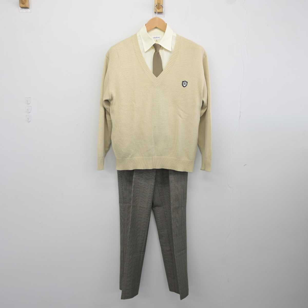 【中古】茨城県 土浦日本大学高等学校 男子制服 6点 (ブレザー・ニット・シャツ・ズボン) sf041425