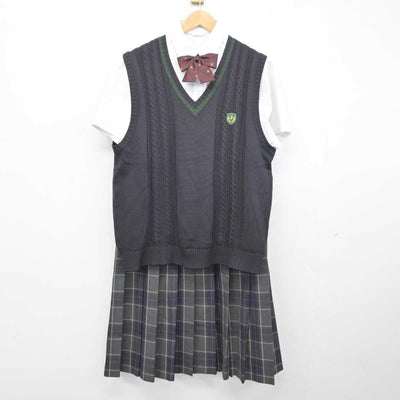 【中古】大阪府 常翔学園中学校高等学校 女子制服 4点 (ニットベスト・シャツ・スカート) sf041458